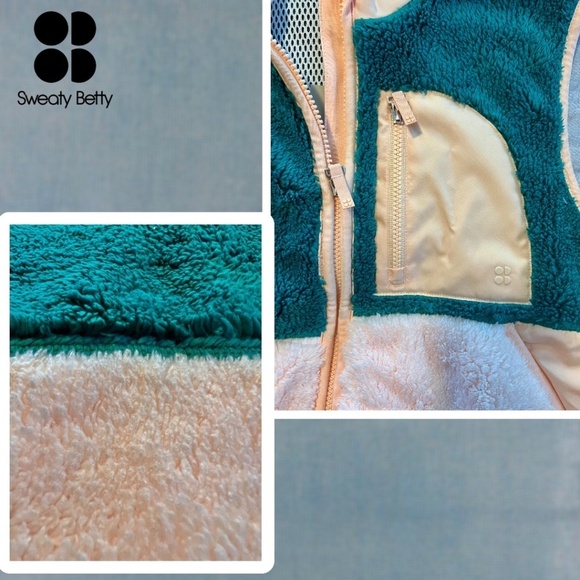 SWEATY BETTY Pennine Faux Shearling ColorBlock Zip-Front Spring/Fall Vest NWT/Sm - Picture 9 of 12